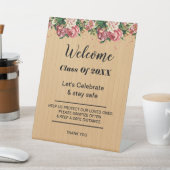 卒業木材素朴フローラパーティーの安全性 台座サイン (インサイチュ)