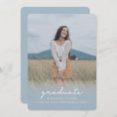 卒業案内の案内(青) 招待状 (正面/裏面)