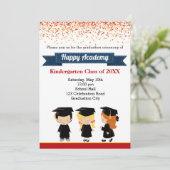 卒業案内-かわいい幼稚園の子どもたち 招待状 (スタンド正面)