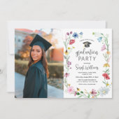 卒業水彩ワイルドフラワーフォト 招待状 (正面)
