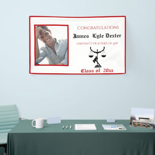 卒業法学赤白はかりで測正義 横断幕 (トレードショー)