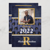 卒業海軍伝統的金ゴールドタフテッド招待状 招待状 (正面/裏面)