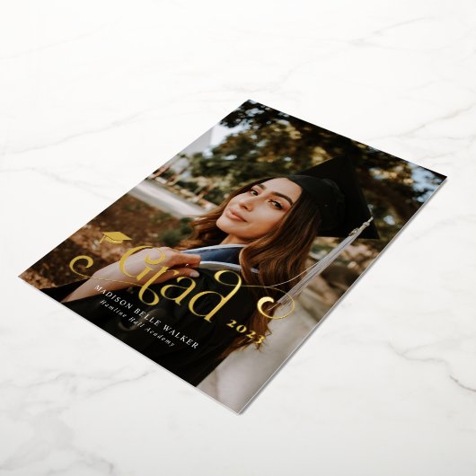 卒業渦巻形のフォント発表 箔招待状 (回転した状態)