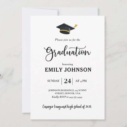 卒業澄ん招待状テンプレート編集可能Simp 招待状 (正面)