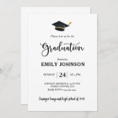 卒業澄ん招待状テンプレート編集可能Simp 招待状 (正面/裏面)