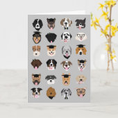 卒業犬の顔 カード (黄色い花)