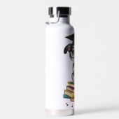 卒業犬頭が切れるステッカー – かわいいカップとガラス ウォーターボトル (右面)