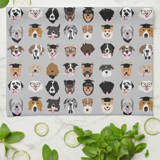 卒業犬顔 キッチンタオル (折り畳み)