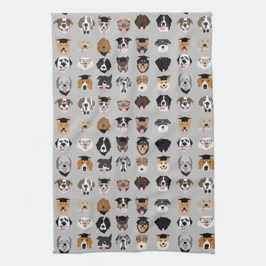 卒業犬顔 キッチンタオル (縦)