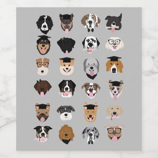 卒業犬顔 ワインラベル (シングルラベル)