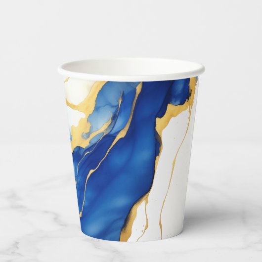 卒業王室の卒業への青い黄色の金ゴールド応援 紙コップ (裏面)