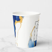 卒業王室の卒業への青い黄色の金ゴールド応援 紙コップ (右)