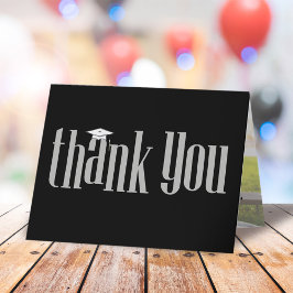 卒業生ありがとうモダンフォトブラックタイポグラフィ サンキューカード