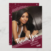 卒業生ありがとう、ライン&スター、編集可能なマルーン サンキューカード (正面/裏面)