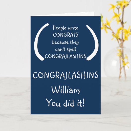 卒業生おもしろいのユーモアおめでとう カード (黄色い花)