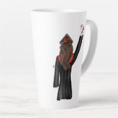 卒業生が卒業証書を持つイラストレーション カフェラテマグ (右アングル)