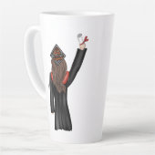 卒業生が卒業証書を持つイラストレーション カフェラテマグ (左アングル)