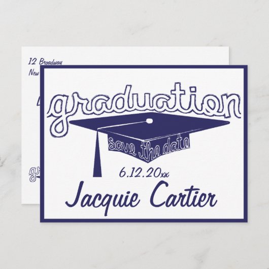 卒業生が日付カードを保存 案内ポストカード (正面/裏面)