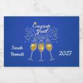 卒業生きらめくにワイングラス スパークリングワインラベル (シングルラベル)