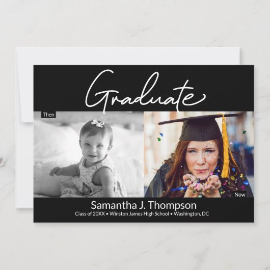 卒業生と今の高校卒業写真 案内状 (正面)