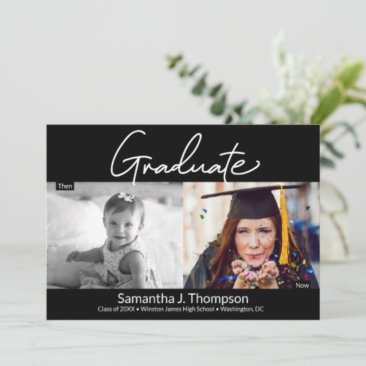 卒業生と今の高校卒業写真 案内状 (スタンド正面)