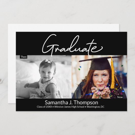 卒業生と今の高校卒業写真 案内状 (正面/裏面)