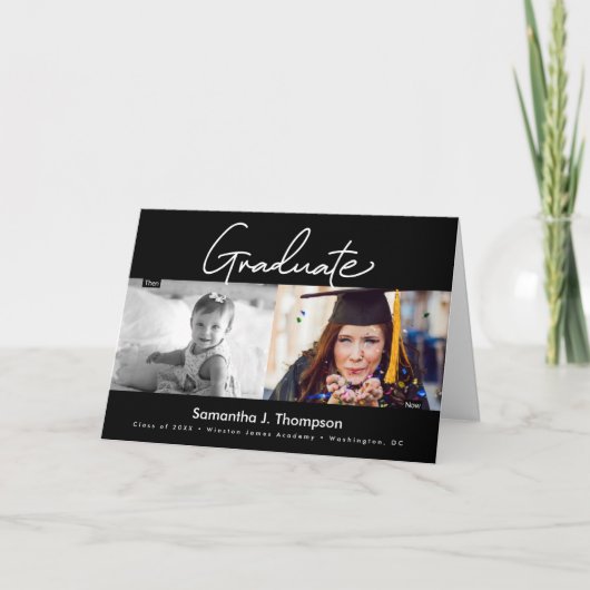 卒業生と今の高校卒業写真 案内状 (正面)