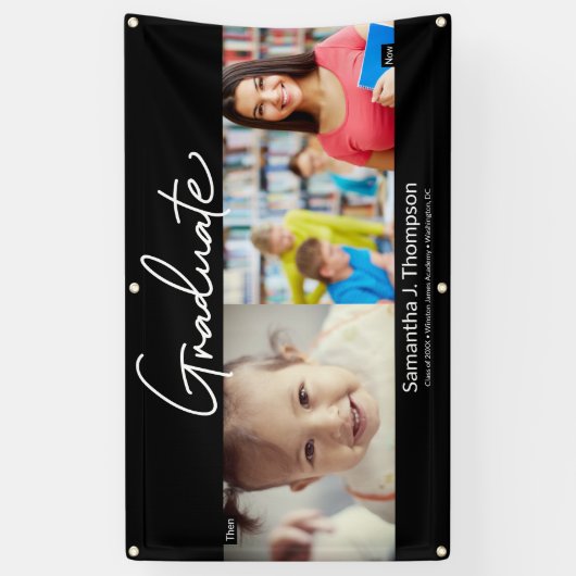 卒業生と卒業生のカスタム写真 横断幕 (縦)
