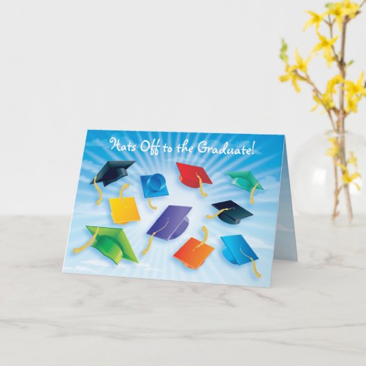 卒業生に脱帽! カード (黄色い花)