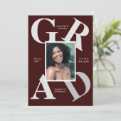 卒業生のご案内　スクールカラー　ボールドスクリプト 招待状 (スタンド正面)