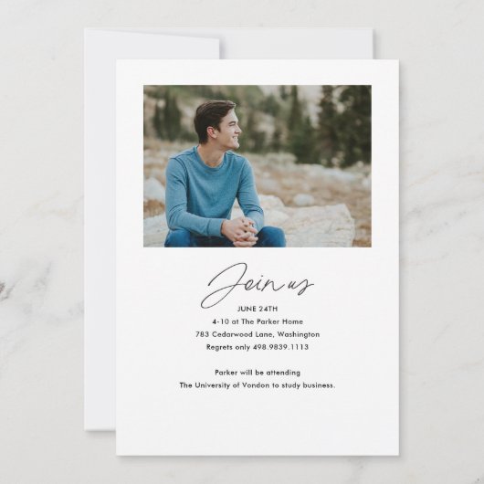 卒業生のクラス写真の卒業 招待状 (裏面)