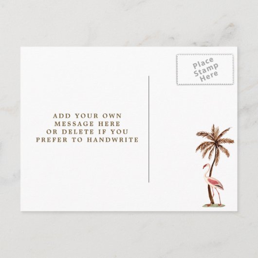 卒業生のパーティの招待状の熱帯フラミンゴのハイビスカス インビテーションポストカード (裏面)