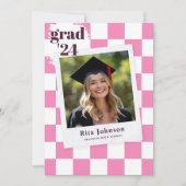 卒業生のピンクモダンのエレガント写真卒業 案内状 (正面)