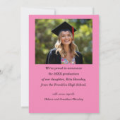 卒業生のピンクモダンのエレガント写真卒業 案内状 (裏面)