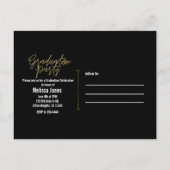 卒業生のブラック&金ゴールドモダン写真 インビテーションポストカード (裏面)