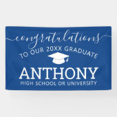 卒業生のブルーモダンバーチャルおめでとう 横断幕 (横)