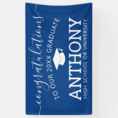 卒業生のブルーモダンバーチャルおめでとう 横断幕 (縦)