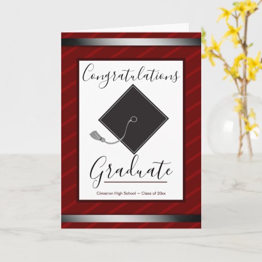 卒業生のモータルボードと脚本おめでとう カード (黄色い花)