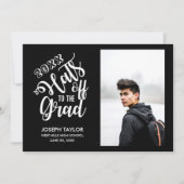 卒業生の写真に向かって書カスタムの帽子 案内状 (正面)