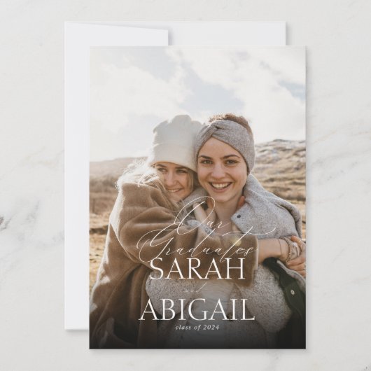 卒業生の写真の卒業発表 案内状 (正面)