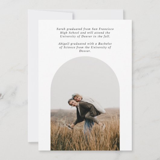 卒業生の写真の卒業発表 案内状 (裏面)