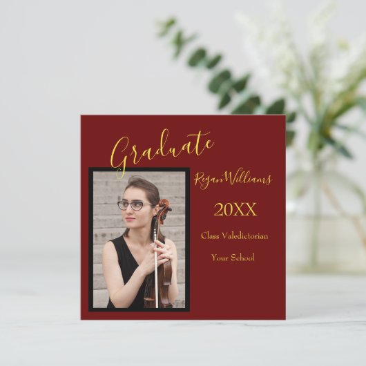 卒業生の写真カスタム学校カラー卒業生 招待状 (スタンド正面)