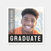 卒業生の写真モダン スタンダードカクテルナプキン (正面)