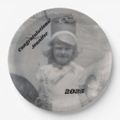 卒業生の写真 | 祝福 | 名前と年 ペーパープレート (正面)