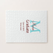 卒業生の名前モノグラム緑ピンクシンプルのミニム ジグソーパズル (横)