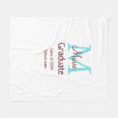 卒業生の名前モノグラム緑ピンクシンプルのミニム フリースブランケット (正面(横))