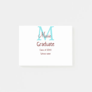 卒業生の名前モノグラム緑ピンクシンプルのミニム ポストイット