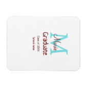 卒業生の名前モノグラム緑ピンクシンプルのミニム マグネット (横)