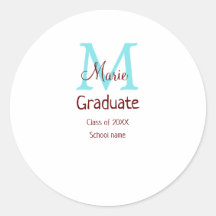 卒業生の名前モノグラム緑ピンクシンプルのミニム