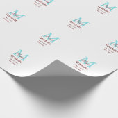 卒業生の名前モノグラム緑ピンクシンプルのミニム ラッピングペーパー (角)